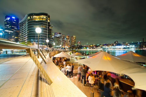 Australia Travel Photography Opera Bar and Circular Quay at night Syndey city centre New South Wales NSW Australia