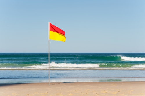 Australia Travel Photography Swimming flag for satefy at Surfers Paradise beach Queensland the Gold Coast of Australia