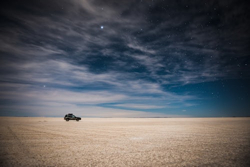 Bolivia Travel Landscape Photography Night time driving on Uyuni Salt Flats Salar de Uyuni Uyuni Bolivia South America
