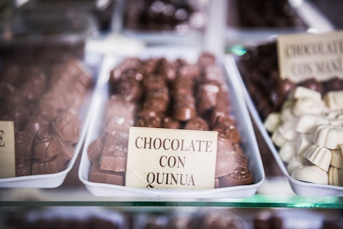 Bolivia Travel Landscape Photography Quinoa Chocolates in a chocolatier shop Plaza 25 de Mayo 25 May Square Sucre Bolivia South America