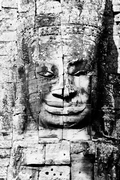 Cambodia Travel Photography Stone Face at Bayon Temple Angkor Cambodia Southeast Asia