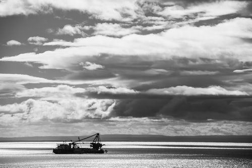 Chile Travel Landscape Photography Industrial ship in Punta Arenas port Magallanes and Antartica Chilena Region Chilean Patagonia Chile South America