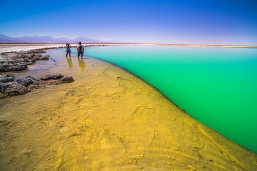Chile Travel Landscape Photography Laguna Cejar aka floating salt lake lagoon Atacama Desert North Chile South America 2