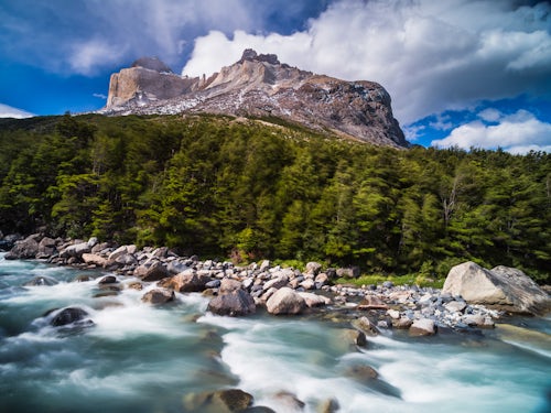 Chile Travel Landscape Photography Los Cuernos mountains and Rio Frances French Valley Torres del Paine National Park Patagonia Chile South America