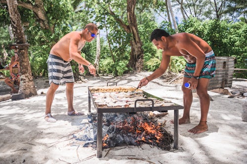 Cook Islands Landscape Travel Photography Barbeque Tuna Steak on Captain Tamas Lagoon Cruizes Muri Lagoon Rarotonga Cook Islands