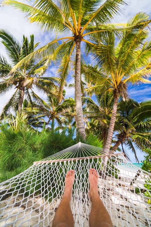 Cook Islands Landscape Travel Photography Lying in a hammock on the beach Rarotonga Island Cook Islands