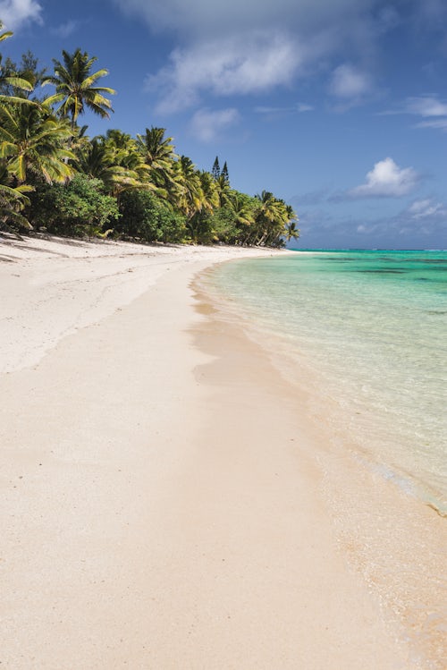 Cook Islands Landscape Travel Photography White sandy beach and palm trees on tropical Rarotonga Island Cook Islands