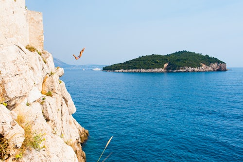 Croatia Travel Photography Cliff jumping at Buza Bar aka Cafe Buza Dubrovnik Croatia
