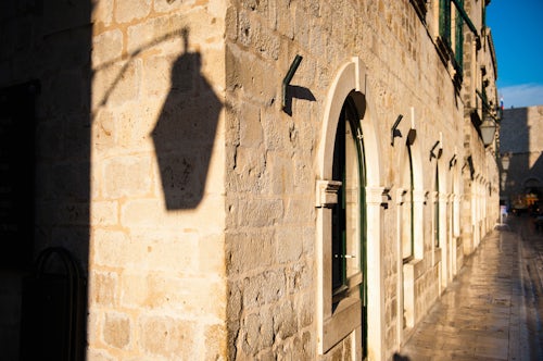 Croatia Travel Photography Dubrovnik Old Town shadow of a street lamp Croatia