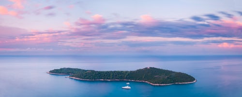 Croatia Travel Photography Panoramic photo of Lokrum Island at sunrise Dubrovnik Dalmatian Coast Croatia Europe