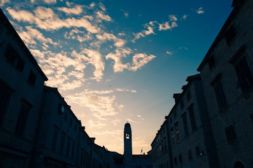 Croatia Travel Photography Photo of Dubrovnik City Bell Tower silhouette Dubrovnik Dalmatia Croatia