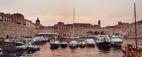 Croatia Travel Photography Sunset over Dubrovnik Harbour in the Old Town Dalmatian Coast Croatia Europe