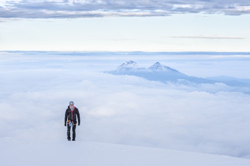 Ecuador Travel Photography Climber on final 20m to the 5897m summit of Cotopaxi Volcano Cotopaxi Province Ecuador South America