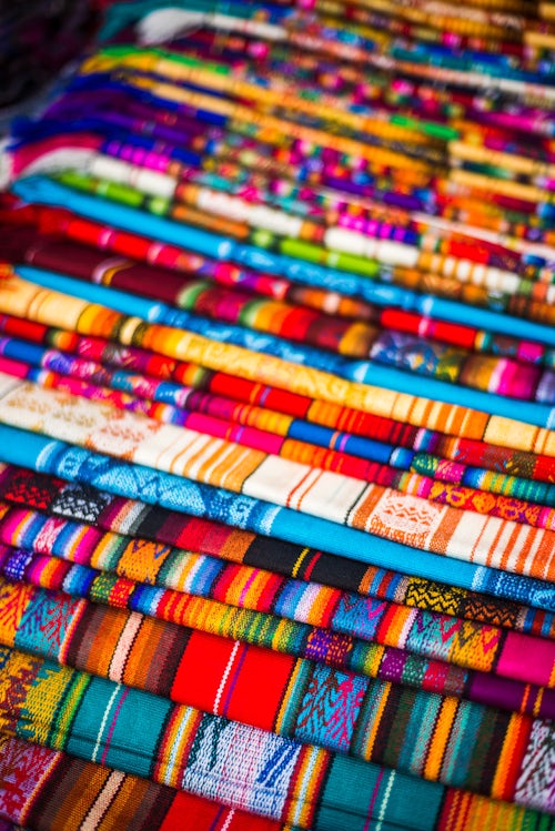 Ecuador Travel Photography Scarves for sale in Otavalo Market Imbabura Province Ecuador