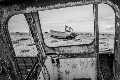 England Landscape Photography Photographer Old fishing boat on Dungeness Beach Kent England