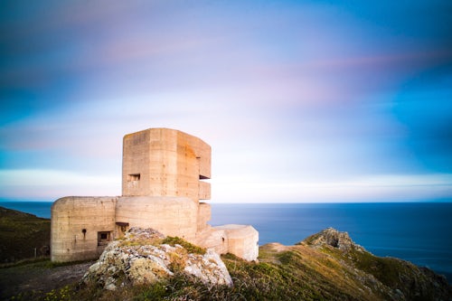 Guernsey Channel Islands Landscape Photography German Observation Tower from World War Two at sunset Guernsey Channel Islands United Kingdom