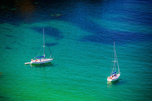 Guernsey Channel Islands Landscape Photography Sailing boats seen from La Coupee Sark Island Channel Islands United Kingdom