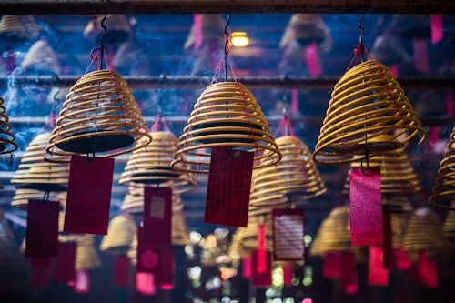 Hong Kong Travel Photography Incense coils at Man Mo Temple Sheung Wan Hong Kong Island Hong Kong China
