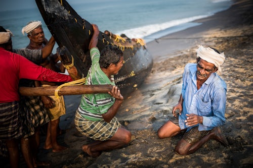 India Travel Photography Fishermen at Kappil Beach Varkala Kerala India 2