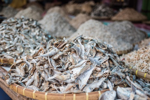 Indonesia Travel Photography Dried fish in Berastagi Brastagi Market North Sumatra Indonesia Asia