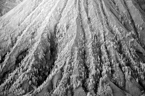 Indonesia Travel Photography Black and White Close up Photo of the Slopes of the Cone Shaped Mount Batok Volcano East Java Indonesia Asia