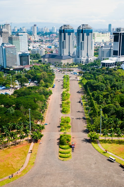 Indonesia Travel Photography Jakarta city skyline from Monas the national monument Java Indonesia Asia Asia