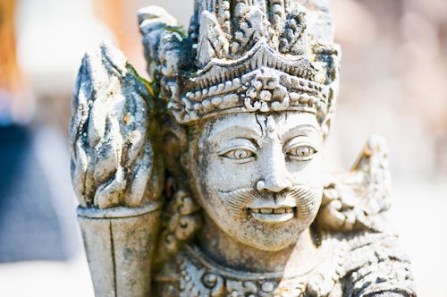 Indonesia Travel Photography Stone statue close up at Pura Tirta Empul Hindu Temple Bali Indonesia Southeast Asia Asia Asia