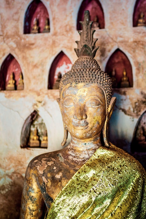 Laos Travel Photography Buddha Statue at Wat Si Saket the Most Famous Temple in Vientiane Laos Southeast Asia