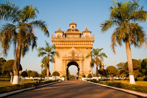 Laos Travel Photography Patuxai aka Victory Gate the Monument that is a Replica of Arc de Tromphe Vientiane Laos Southeast Asia