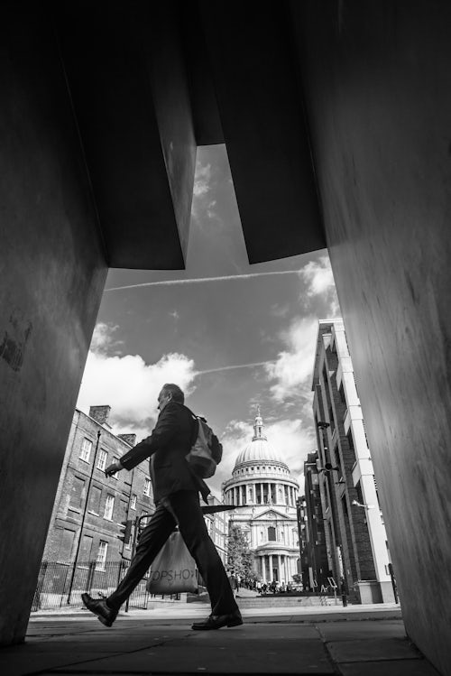 London Street Photography Rush Hour in The City of London at St Pauls Cathedral England