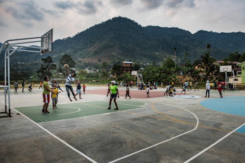 Madagascar Documentary Travel Photography Basketball in Ranomafana town Haute Matsiatra Region Madagascar