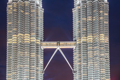 Malaysia Kuala Lumpur Architecture Photography Petronas Twin Towers Bridge at night Kuala Lumpur Malaysia Southeast Asia