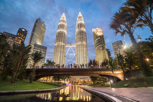 Malaysia Kuala Lumpur Travel Photography Petronas Twin Towers at night Kuala Lumpur Malaysia Southeast Asia