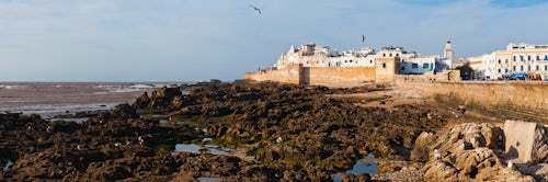 Morocco Travel Photography Panoramic photo of the old Medina of Essaouira and the seafront formerly Mogador UNESCO World Heritage Site Morocco North Africa Africa