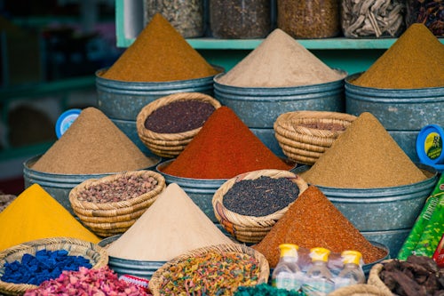 Morocco Travel Photography Photo of colourful spices for sale in the Marrakech souks Morocco North Africa Africa
