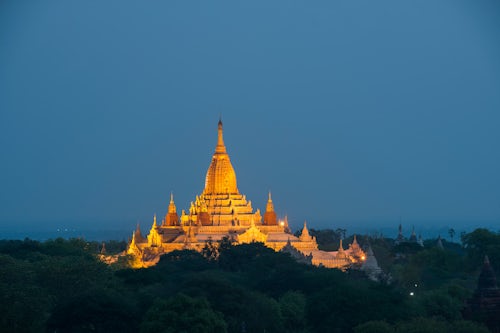 Myanmar Burma Travel Photography Ananda Temple at night Temples of Bagan Pagan Myanmar Burma