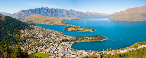 New Zealand Travel Photography An Aerial View of Queenstown and Lake Wakatipu South Island New Zealand