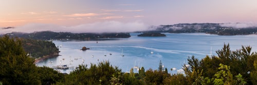 New Zealand Landscape Photography Misty sunrise at Russell Bay of Islands Northland Region North Island New Zealand