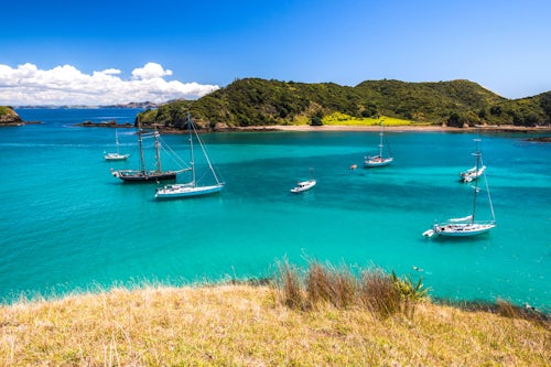 New Zealand Landscape Travel Photography Sailing boats in the Waikare Inlet Bay of Islands visited from Russell Northland Region North Island New Zealand