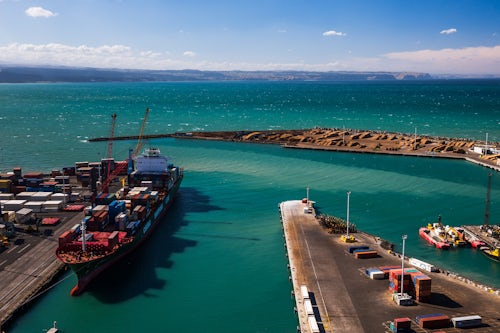 New Zealand Travel Photography Cargo Ship in Napier Port Hawkes Bay Region North Island New Zealand