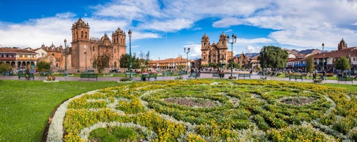 Peru Architecture Travel Photography Cusco Cathedral Basilica of the Assumption of the Virgin and La Compania Church of the Society of Jesus Plaza de Armas Cusco Peru South America