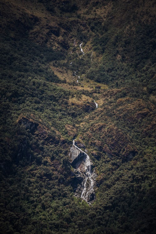 Peru Landscape Travel Photography Waterfall in the Andes Inca Trail Trek day 3 Cusco Region Peru South America
