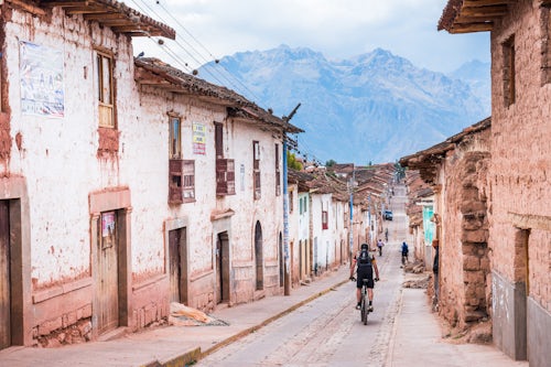 Peru Travel Photography Cycling through Maras near Cusco Cuzco Peru South America
