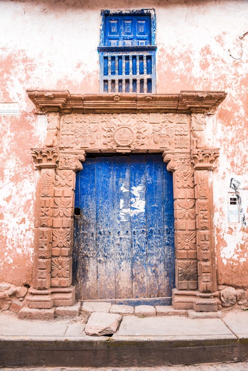 Peru Travel Photography Old door in Maras Cusco Cuzco Region Peru South America