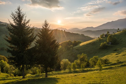 Romania Landscape Photography Carpathian Mountains landscape at sunrise near Bran Castle Transylvania Romania