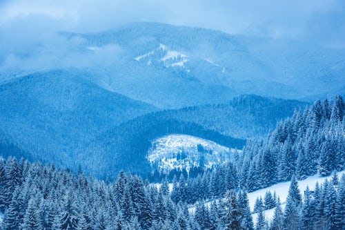 Romania Landscape Photography Winter landscape near Bran in the Carpathian Mountains Transylvania Romania 2