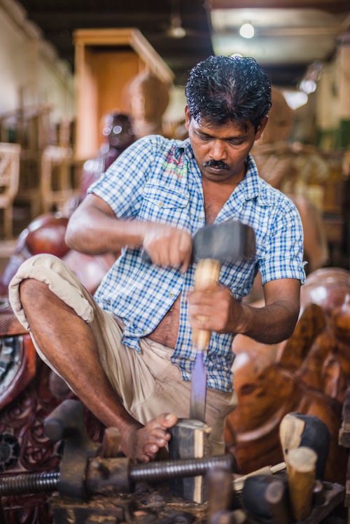 Sri Lanka Portrait Travel Photography Carpenter working at the Ancient City of Polonnaruwa Cultural Triangle Sri Lanka Asia