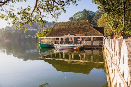 Sri Lanka Travel Photography Boat house at Kandy Lake at sunrise Kandy Central Province Sri Lanka Asia