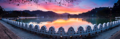 Sri Lanka Travel Photography Sunrise at Kandy Lake and the Clouds Wall Walakulu Wall Kandy Central Province Sri Lanka Asia