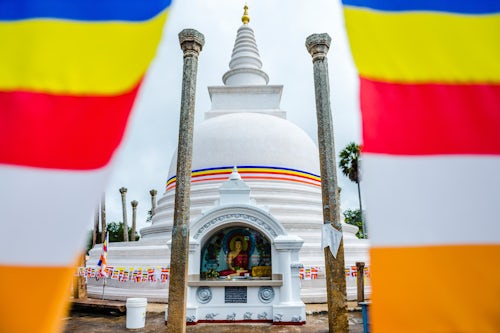 Sri Lanka Travel Photography Thuparama Dagoba and the Buddhist flag Ancient City of Anuradhapura Sri Lanka Asia